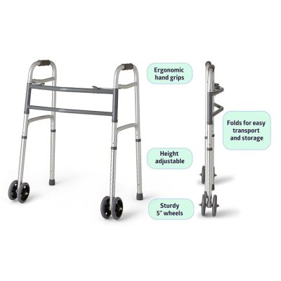 Heavy-Duty Bariatric Folding Walker – 600lbs, Extra Wide, 5" Wheels