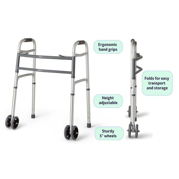 Heavy-Duty Bariatric Folding Walker – 600lbs, Extra Wide, 5" Wheels