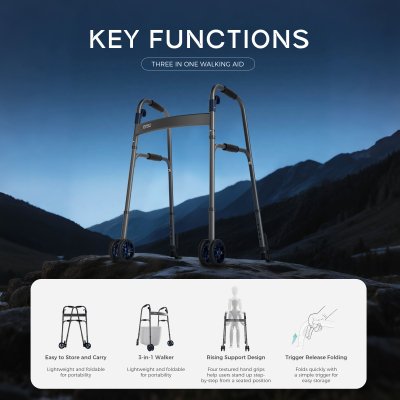 ENSU One-Click Folding Walker with Wheels – Standard