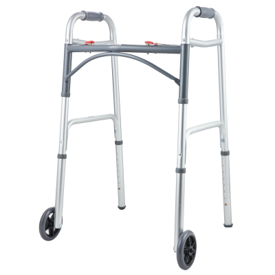 WA226 Dual Button Walking Frame Aluminum Folding Walker & Rollator