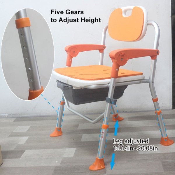 Adjustable Foldable Shower Chair with Non-Slip Seat