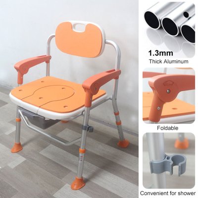 Adjustable Foldable Shower Chair with Non-Slip Seat