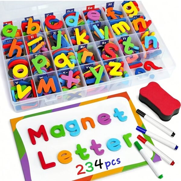 234pcs Colorful Magnetic Letter Stickers Educational Alphabet Learning Set for Kids Early Spelling Practice