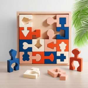 16 Block Wooden Unlock Puzzle Brain Teaser Educational Toy for Kids & Adults Creative IQ Training