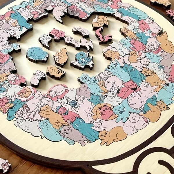 Colorful Cat-Shaped Irregular Puzzle Toy for Adults Creative Desk Décor & Stress Relief Activity