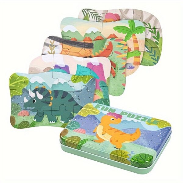 5-In-1 Dinosaur Puzzle Set Educational Jigsaw Puzzle Toy for Kids Creative Learning Play