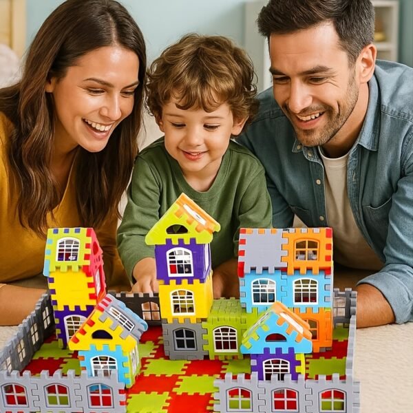 63pcs House Building Blocks Puzzle Construction Toy Set for Kids Educational Creative Learning Play