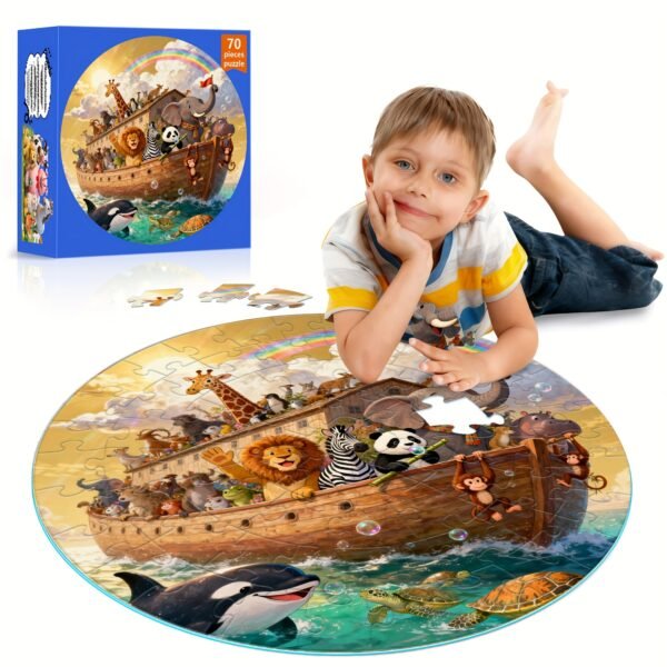 70pcs Noah’s Ark Cartoon Animal Large Floor Puzzle Educational Toy Set for Kids Creative Learning Play