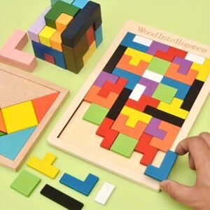 16 Block Wooden Unlock Puzzle Brain Teaser Educational Toy for Kids & Adults Creative IQ Training